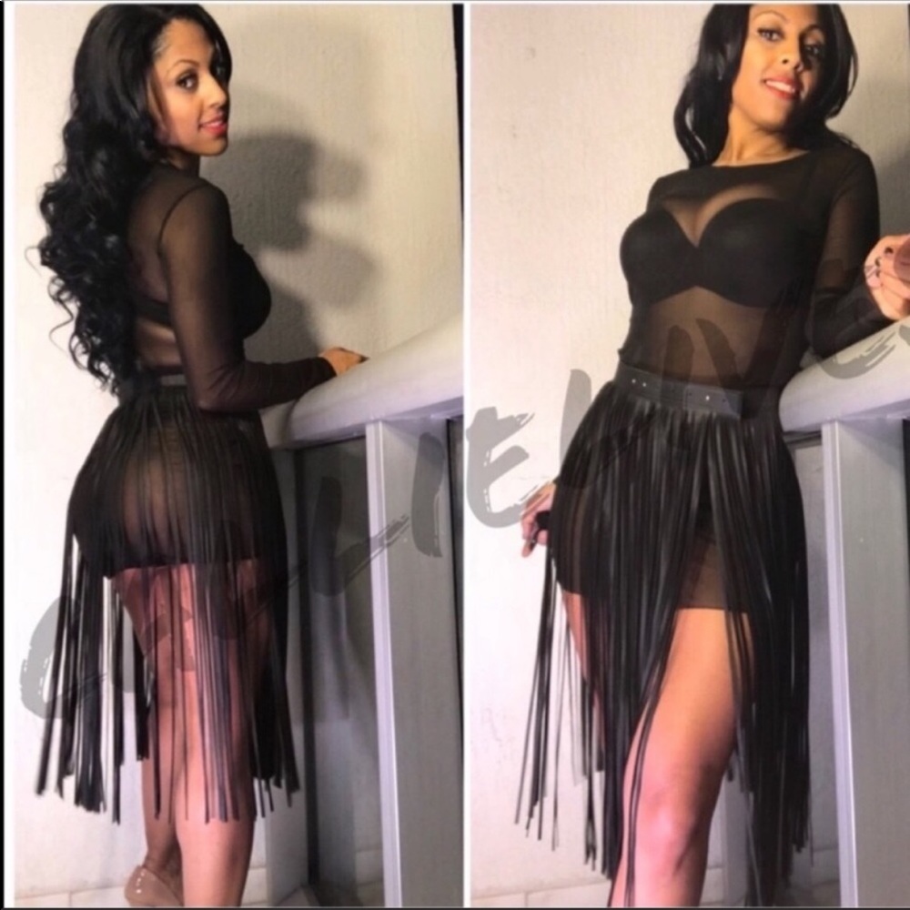Xena Black Sheer Mesh Sexy Mini Dress Lingerie - Picture 4 of 8